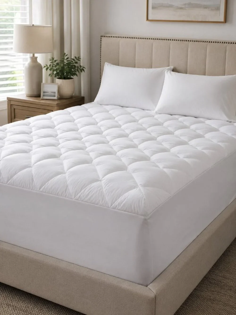 Macys White Quilted Plush Top Mattress Pad Full Size Deep Pocket Microfiber NWT